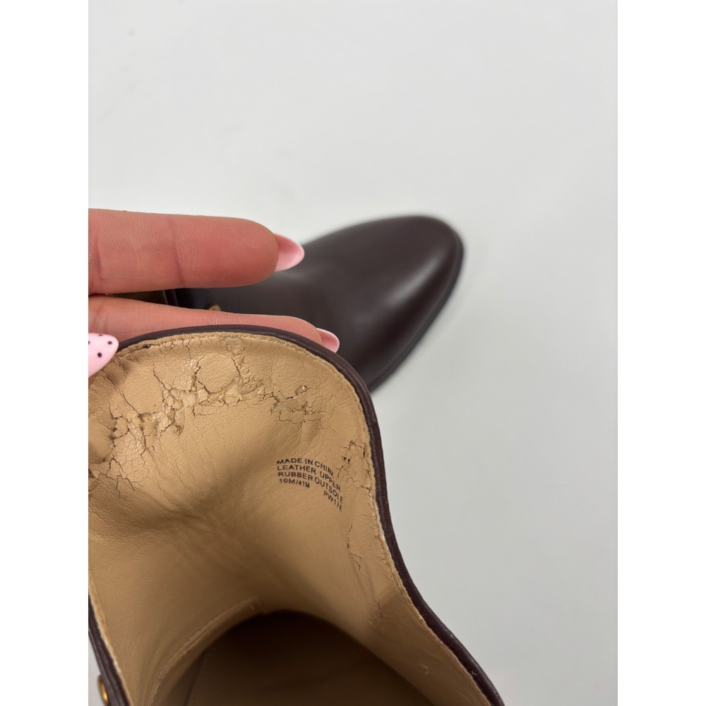 Michael‎ Kors Mules Womens 10M Brown Leather Studded Block Heel Clogs - Picture 10 of 10